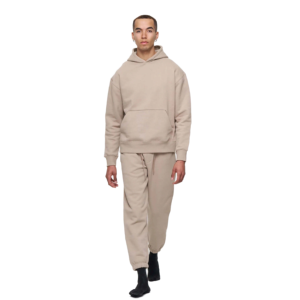 Survêtement à capuche uni pour homme, vêtement de sport respirant à séchage rapide, en molleton de polyester et coton de poids moyen, avec taille élastique et poignets côtelés - Product Image 5