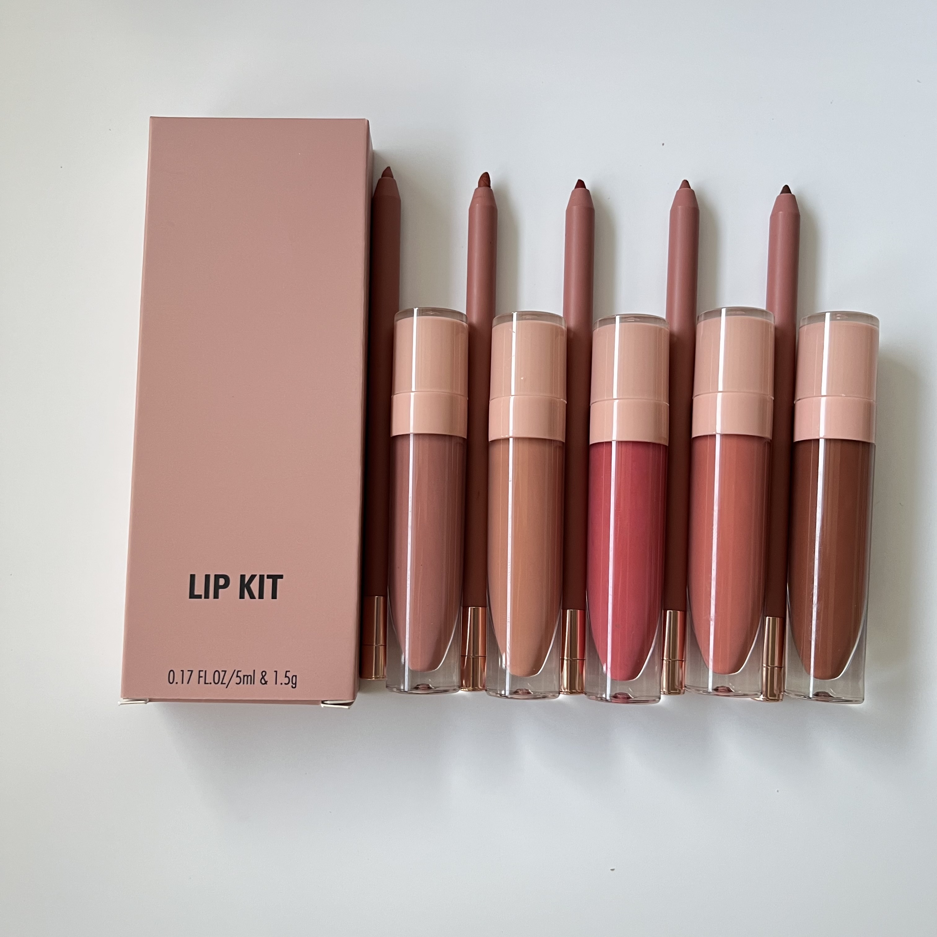 Набор карандашей для губ OEM для блеска для губ кремово-веганский коричневый бежевый набор блесков для губ частная марка