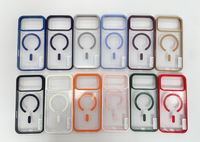 Coque magnétique transparente couleur orange très vendue pour iPhone 14 15 16 17 Pro Max A07 A17 S26 Ultra, coque de téléphone transparente en acrylique