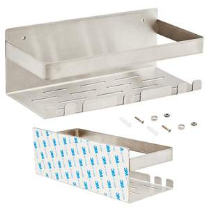 Estante de Almacenamiento para Baño <span class=keywords><strong>sin</strong></span> Taladrar y Posibilidad de Fijación con <span class=keywords><strong>Tornillos</strong></span> Estante de Ducha de Acero Inoxidable Plata 23*8,5*10CM - Product Image 1