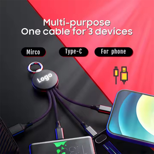 Kabel pengisi daya USB mikro 3 in 1 LED, kabel pengisian daya USB C LOGO OEM populer untuk Ponsel Power Bank pengisi daya Cepat komputer hadiah <span class=keywords><strong>Promo</strong></span> - Product Image 2