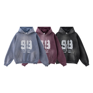 Logotipo personalizado French Terry Hoodie <span class=keywords><strong>Dgt</strong></span> Print Screen Print Sudaderas con capucha gráficas Acid Wash Vintage Wash Cropped Hoodie Hombres - Product Image 4