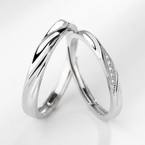 Bague <span class=keywords><strong>de</strong></span> mariage 2026 « Amour Entrelacé » style mignon pour fête, motif croix et rivière d'amour, en argent sterling 925, bagues <span class=keywords><strong>de</strong></span> couple - Product Image 1