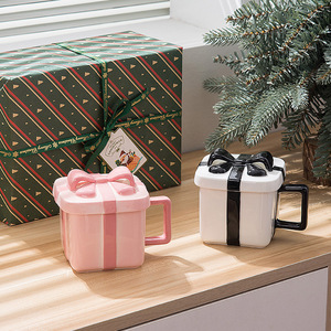 Personalized Creative Gift <b>Box</b> Shape 420Ml 14Oz Girly Drinking Cup Surprise Cups Pink Christmas <b>Mugs</b> Water <b>Mug</b> With Lid - Product Image 1