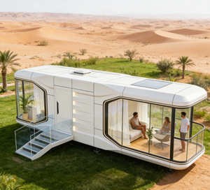Maison préfabriquée de luxe avec structure en acier <span class=keywords><strong>et</strong></span> systèmes solaires pour le <span class=keywords><strong>tourisme</strong></span> panoramique <span class=keywords><strong>et</strong></span> l'utilisation comme logement avec salle de bain - Product Image 1