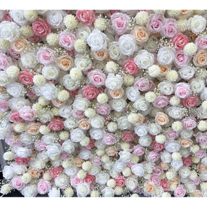 Customized Romantic Wedding <b>Flower</b> <b>Wall</b> Backdrop 8ft X 8ft White Champagne Pink Artificial 3D <b>Panel</b> Handmade Polyester Reusable - Product Image 5
