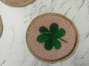 Handmade Classic Style <b>Glass</b> Coaster Custom Lucky Clover Home Decor for Dining <b>Table</b> 5mm Thickness Wholesale - Product Image 4