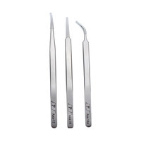 Pince à épiler industrielle économique en acier inoxydable, pointue et courbée, de précision, pour assemblage électronique