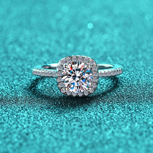 Anillo de Plata de Ley S925 con Moissanita VVs1 de 1 Quilate, Corte Redondo, Estilo Cuadrado, para Compromiso, para Mujer - Product Image 2