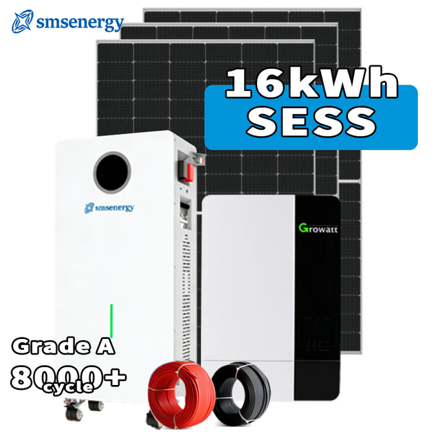 SMS Grade 8000+ Cycles 5KW 10KW 15kWh 16KWh Lithium Ion Battery Storage Solar Home Off-grid System LiFePO4 MPPT 25-Year Lifespan