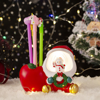 Boîte à crayons de Noël personnalisée Décoration intérieure Père Noël et porte-crayon en résine en forme de pomme lumière LED cadeau souvenir de Noël