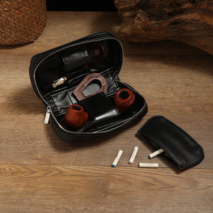 Funda de Pipa portátil de cuero genuino para fumar, bolsa de Pipa de estanco para encendedores y accesorios para fumar - Product Image 5