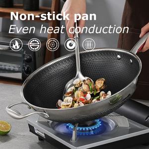 Poêle à frire double en nid d'abeille antiadhésive de 32cm en acier inoxydable 304 de qualité alimentaire 304 Poêle à steak Grill Poêle à frire - Product Image 6