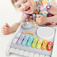 Multifunctional Musical Instrument Toy Wooden Piano Xylophone Drum Baby Music Table for Toddlers
