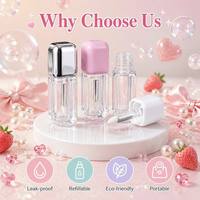 ISMAN 4ml 8ml Tube d'huile à lèvres facetté carré transparent cristal or rose argent blanc plastique laser cosmétique vide en gros