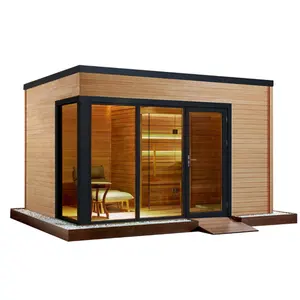 Swankia, cedro rojo, madera maciza, ducha al aire libre, casa de sauna para diseño de jardín, cenador al aire libre, salas de sauna infrarrojas de madera
