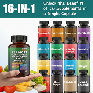 OEM ODM <span class=keywords><strong>Capsules</strong></span> de Soutien Immunitaire : Mousse de Mer, Huile de Nigelle, Ashwagandha, Gingembre – Peau Améliorée, Immunité Renforcée, Énergie – 60 Comprimés - Product Image 2