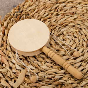Tambour à <span class=keywords><strong>hochet</strong></span> en <span class=keywords><strong>bois</strong></span> brut, cloche en <span class=keywords><strong>bois</strong></span>, hochets à main pour la peinture artistique DIY, percussion éducative traditionnelle chinoise - Product Image 3