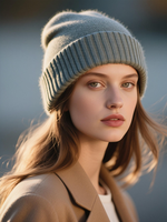 Gorro de Punto Personalizado de Alta Calidad, Mezcla de Lana, Color Gris, Suave y Cálido, para Otoño/Invierno, para Playa y Viajes, para Regalo, Personalizable