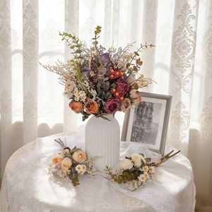 CallaFloral Artificial Rose Bouquet With <b>Ceramic</b> <b>Vase</b> Wedding Decoration Ins Style Craft - Product Image 1
