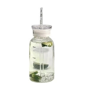 Gobelet à paille pour femme en verre borosilicaté transparent, haute valeur esthétique, haut de gamme, portable, résistant aux hautes températures, avec couvercle, grande capacité - Product Image 5