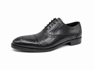 รองเท้าหนังแท้ผู้ชายสีดำแบบ Brogue หัวปิด ปิดเชือก ยางพารา พื้นรองเท้าทำจากยาง เหมาะสำหรับใส่ทำงาน ธุรกิจ งานทางการ ทุกฤดู ขายส่ง - Product Image 4