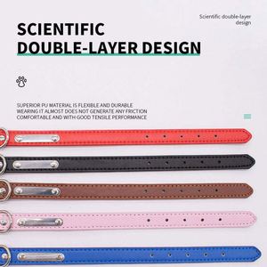 Collar de cuero PU con hebilla y remaches para perro, directo de fábrica, cómodo, de color liso, para mascotas pequeñas, medianas y grandes. - Product Image 2
