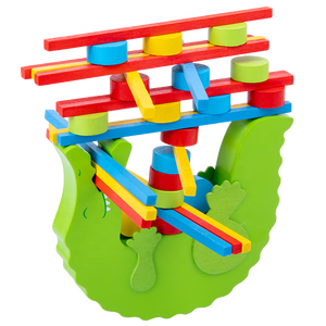 Children Montessori Wooden Animal Balance Blocks Board Games Toy Crocodile Educational Stacking High Building Block Wood Toy