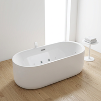 Baignoire autoportante en acrylique blanc mat écologique, vente directe usine Foshan, personnalisable pour projets, avec fonction massage