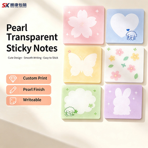 Blocs-notes adhésifs transparents SK Pearl, couleurs pastel, design mignon, impression personnalisée, blocs-notes inscriptibles - Product Image 1
