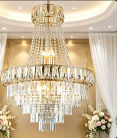 Lustre moderne RHD en cristal K9 doré à LED, style hôtel de luxe pour maison et villa, alimentation CA, télécommande, éclairage brillant