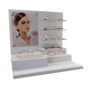 Présentoir pour lunettes de soleil en acrylique transparent à nombreuses fentes Présentoir pour lunettes de soleil Présentoir de comptoir avec lumières LED
