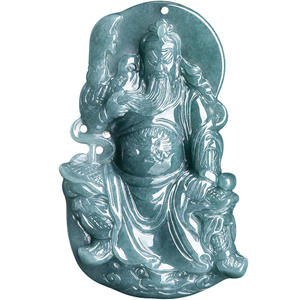 Colgante de Jadeíta Natural Azul Agua, Guan Gong, Dios de la Riqueza, Estilo Chino, Joyería UNISEX, Regalo con Certificado de Tasación GY10 - Product Image 1