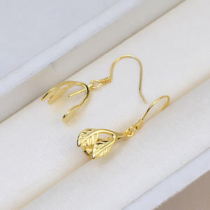 Boucle d'oreille DIY en perle baroque, argent S925, perle en forme de feuille, dos creux, accessoire féminin avec matériau en acier 1689 - Product Image 4