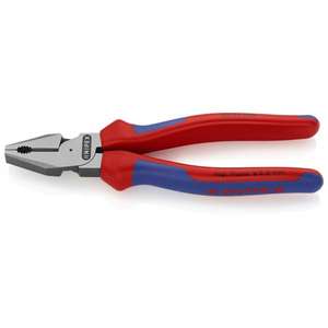 KNIPEX - 02 02 225 SB Alicates combinados de alto apalancamiento negro atramentado, cabeza pulida, mangos con agarres multicomponentes - Product Image 1