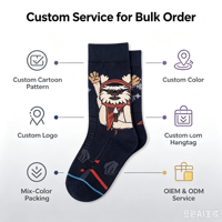 Kaos Kaki Katun Unisex Motif Anime Kartun Grosir 7 Desain Karakter Pola Kustom Hangtag untuk Hadiah Pesta Pemakaian Sehari-hari