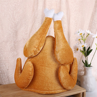 Gorro de Pavo de Acción de Gracias, Gorro de Muslo de Pollo, Divertido Gorro de Peluche de Pollo Asado para Adultos y Niños