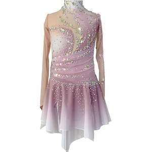 Robe de <span class=keywords><strong>danse</strong></span> de patinage artistique pour filles vêtements de performance de patinage sur glace pour compétition Ballet strass rose dégradé Costumes - Product Image 1