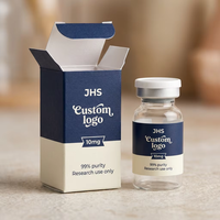 Boîte d'emballage personnalisée pour flacon de peptide unique avec logo, boîte en carton pliable de 10 ml, boîtes cadeaux pour flacons de peptides cosmétiques de 2 ml et 3 ml