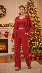 ชุดเซ็ต 3 ชิ้น คุณภาพพรีเมียม สำหรับผู้หญิง ดีไซน์ทันสมัย ผ้าทอเนื้อคอร์ด ทรงเอวธรรมชาติ ผลิตจากผ้ารักษ์โลก เหมาะสำหรับใส่ลำลองหรือทำงาน - Product Image 2