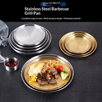 Plat de service plat et peu profond en acier inoxydable doré, style coréen, moderne et minimaliste, poli, pour barbecue et usage domestique