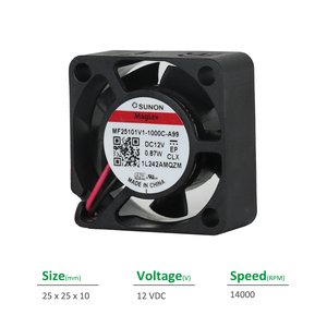 Ventilateur axial de refroidissement pour armoire et onduleur SUNON MF25101V1-1000C-A99, électrique, en plastique, 25x25x10mm, 12VDC, 50mA, 0.87W, 14000RPM, 3.8CFM - Product Image 2