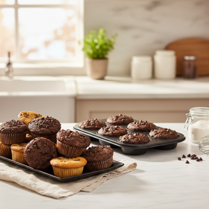 Moule à muffins ligne métallique noire de haute qualité 6 impressions Ø 5.5cm plateau de cuisson en acier au carbone four micro-ondes/lave-vaisselle 100 pièces - Product Image 3