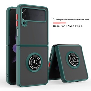 Qiying funda de teléfono móvil de PU de alta calidad para Samsung Z <span class=keywords><strong>Flip4</strong></span>/Z Fold4 soporte de anillo a prueba de golpes funda de coche embalaje al por menor - Product Image 6