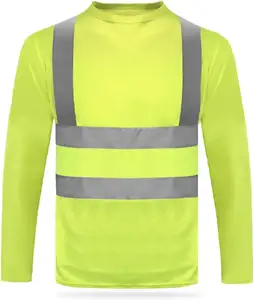 Yüksek görünürlük kısa kollu yansıtıcı güvenlik T-Shirt, erkek ağır nefes Hi Vis gömlek kaliteli Polo GÖMLEK