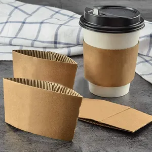 Coffee Sleeves Disposable Corrugated Hot Cup Sleeves Jackets Holder - Kraft Paper Sleeves Protective Heat Insulation Drinks