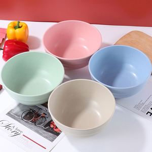 ชามพลาสติกฟางข้าวสาลี เส้นผ่านศูนย์กลาง 20 ซม. ชามบะหมี่สำหรับนักเรียนหอพัก ดีไซน์สร้างสรรค์ ป้องกันการตกแตก ชามข้าวสำหรับใช้ในบ้าน - Product Image 2