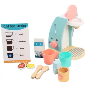 New Design Wooden Cooking Set Pretend Play Set Blue Coffee Maker Toy Wooden Other Pretend Play For Children ASTM CPC EN71