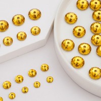 Perles de strass brillantes en résine époxy topaze claire de 5 mm, à dos plat, trou central, à coudre, pour la fabrication de colliers en Y et fournitures de bijoux