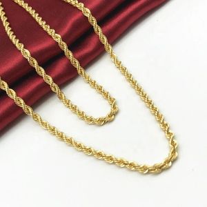 Xinfly 2.7mm Jewelry Pure 18K Yellow Solid Gold Necklaces Braid <b>Rope</b> <b>Chains</b> for Men - Product Image 2